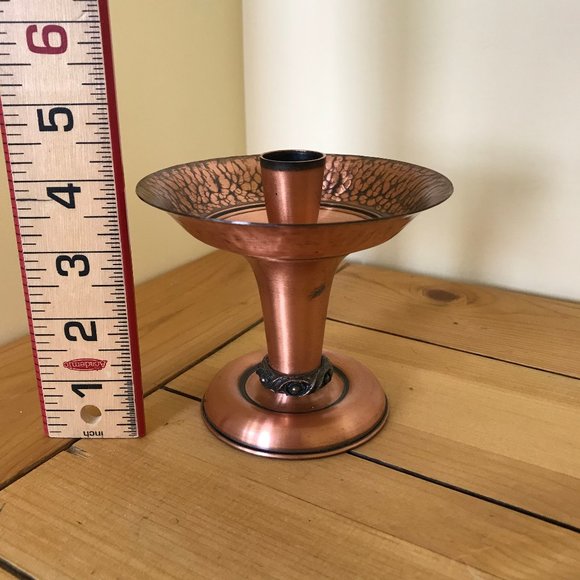 Fantasy Copper Candle Holder with Wax Catcher Vintage Made in Canada Candlestick - Picture 2 of 6